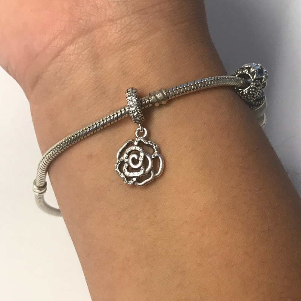 Auth. Pandora Shimmering Rose Dangle Charm